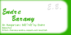 endre barany business card